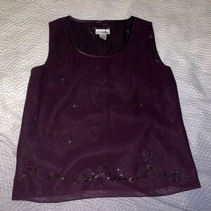 Elegant Purple Embellished Women's Top Size 14